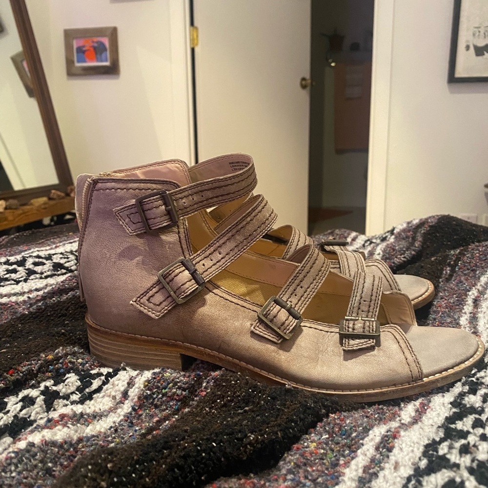 Buckle brand leather sandals. Size 10